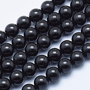 Natural Black Tourmaline Beads Strands, Round, 6mm, Hole: 1mm, about 62pcs/strand, 15.7 inch(40cm)(G-E444-27-6mm)