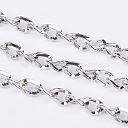 Iron Side Twisted Chain, with Spool, Unwelded, Lead Free & Nickel Free, Platinum Color, Size: Chains: about 5mm long, 4mm wide, 0.9mm thick, about 328.08 Feet(100m)/roll(CH-BSFN0.9-P-FF)