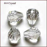 Imitation Austrian Crystal Beads, Grade AAA, Faceted, Drop, Clear, 8x10mm, Hole: 0.9~1mm(SWAR-F062-10x8mm-01)