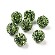 Polymer Clay Rhinestone Beads, Pave Disco Ball Beads, Round, Emerald, 17mm, Hole: 1.6mm(RB-L029-02)