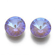 Pointed Back K9 Glass Rhinestone Cabochons, Mocha Fluorescent Style, Random Color Back Plated, Fluorescent, Flat Round, Greige, 10x5mm, about 24pcs/bag(RGLA-T151-10-284MI)