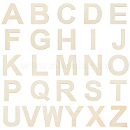 Unfinished Wood Cutouts, Alphabet, Letter A~Z, Light Yellow, 15.3~15.9x3~15.2x0.15cm, 26pcs/set(WOOD-WH0034-24B)