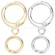 24 Pairs 2 Colors Brass Huggie Hoop Earring Findings, with Horizontal Loops, with 48Pcs Brass & 304 Stainless Steel Open Jump Rings, Mixed Color, 14.7x11.7x2mm, Hole: 1.5mm, 12 Pair/color(DIY-CN0002-06)