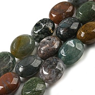 Natural Indian Agate Beads Strands, Flat Oval, 10x8x5.5mm, Hole: 0.8mm, about 39pcs/strand, 15.47''(39.3cm)(G-M420-D11-01)