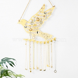 Bird Iron Wall Mounted Jewelry Display Rack, For Hanging Necklaces Earrings Bracelets, Golden, 53x33.5x1.4cm(ODIS-Q042-06G)