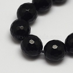 Faceted Round Grade A Black Stone Beads Strands, Dyed, Black Stone, 8mm, Hole: 1mm, about 48pcs/strand, 15.3 inch(G-N0137-04-8mm)