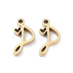 304 Stainless Steel Charms, Laser Cut, Real 14K Gold Plated, Letter P, 11x6x1.5mm, Hole: 1mm(STAS-M327-02G-P)