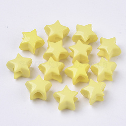 Opaque Acrylic Beads, Dyed, Star, Yellow, 9x10.5x7mm, Hole: 3.6mm.(X-SACR-R245-04A)