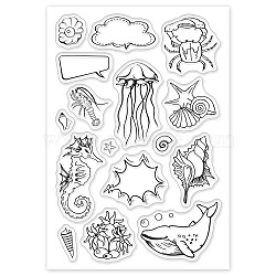 PVC Plastic Stamps, for DIY Scrapbooking, Photo Album Decorative, Cards Making, Stamp Sheets, Ocean Themed Pattern, 16x11x0.3cm(DIY-WH0167-56-08)