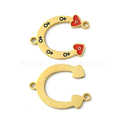 Ion Plating(IP) 304 Stainless Steel Manual Polishing Connector Charms, with Enamel, U Shape, Golden, 22x17.5x1.5mm, Hole: 1.6mm(STAS-C075-30G)