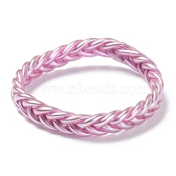 Plastic Cord Braided Stretch Bracelets, Hot Pink, Inner Diameter: 2-3/8 inch(6cm)(BJEW-R313-03A)
