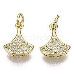 Brass Micro Pave Cubic Zirconia Charms, with Jump Ring, Dress, Nickel Free, Clear, Real 16K Gold Plated, 13x10x3.5mm, Hole: 2.5mm(ZIRC-T013-12G-NF)