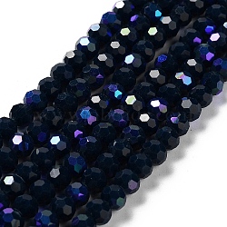 Opaque Glass Beads Strands, Faceted, Round, Midnight Blue, 6x5.5mm, Hole: 0.9mm, about 94~97pcs/strand, 21.06~21.18''(53.5~53.8cm)(EGLA-A035-P6mm-L35)