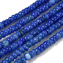 Dyed Natural Freshwater Shell Beads Strands, Rondelle, Blue, 1~4.5x4~4.5x2~4.5mm, Hole: 0.5mm, about 159pcs/strand, 15.12''(38.4cm)(BSHE-G039-07J)