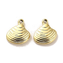 304 Stainless Steel Charms, Shell Shape Charms, Real 14K Gold Plated, 14x12.5x3mm, Hole: 1.2mm(STAS-L022-136G)