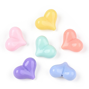 Opaque Acrylic Beads, Heart, Mixed Color, 18x23mm, about 240pcs/bag