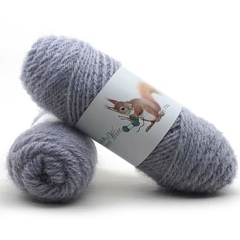 75g Polyester Yarns, Squirrel Mohair Yarns, Crocheting Yarn for Winter Sweater Hat Scarf, Gainsboro, 3mm