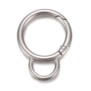 Alloy Spring Gate Ring, with Loop, Circle Key Rings, for Handbag Ornaments Decoration, Cadmium Free & Lead Free, Platinum, 45x35x4mm, Hole: 13x8mm