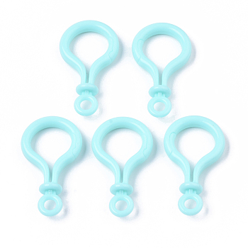 Opaque Solid Color Bulb Shaped Plastic Push Gate Snap Keychain Clasp Findings, Cyan, 57.5x32x12mm, Hole: 6mm