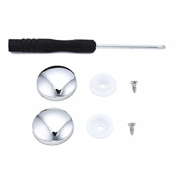 DIY Clothing Button Accessories Set, 6Pcs Stainless Steel Craft Solid Screw Rivet, with Plastic, 1Pc Iron Cross Head Screwdriver, with Plastic Handles, Flat Round, Platinum, 20x18.5mm