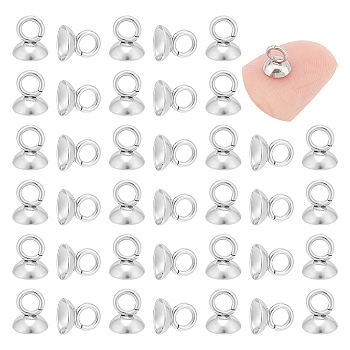 100Pcs 201 Stainless Steel Bead Cap Pendant Bails, for Globe Glass Bubble Cover Pendants, Stainless Steel Color, 5.5x5mm, Hole: 2~2.5mm