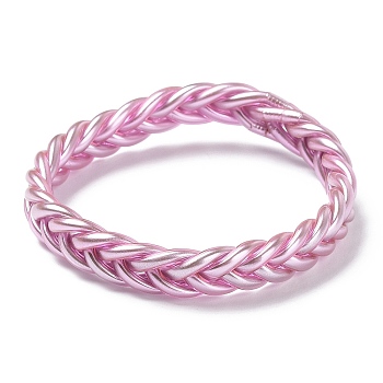 Plastic Cord Braided Stretch Bracelets, Hot Pink, Inner Diameter: 2-3/8 inch(6cm)