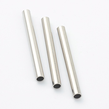 304 Stainless Steel Beads, Tube Beads, Stainless Steel Color, 50x6mm, Hole: 5mm