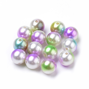 Acrylic Imitation Pearl Beads, Round, Lawn Green, 12mm, Hole: 2mm, about 500pcs/500g