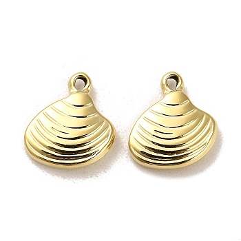304 Stainless Steel Charms, Shell Shape Charms, Real 14K Gold Plated, 14x12.5x3mm, Hole: 1.2mm
