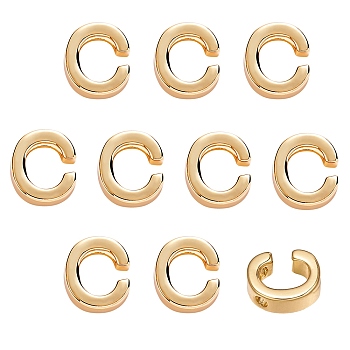 10Pcs Brass Charms, Long-Lasting Plated, Golden, Letter, Letter.C, C: 9x7.5x3mm, Hole: 1.5mm