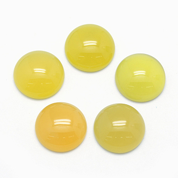Natural Topaz Jade Cabochons, Flat Round, Dyed & Heated, 16x6mm