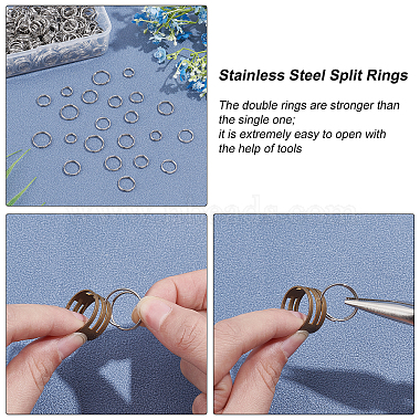 unicraftale 500pcs 5 style 304 anneaux brisés en acier inoxydable(STAS-UN0026-11)-4