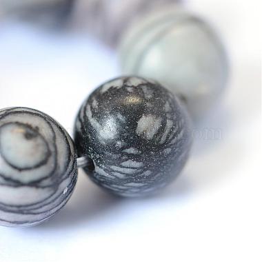 Natural Black Silk Stone/Netstone Round Bead Strands(G-E334-10mm-05)-4