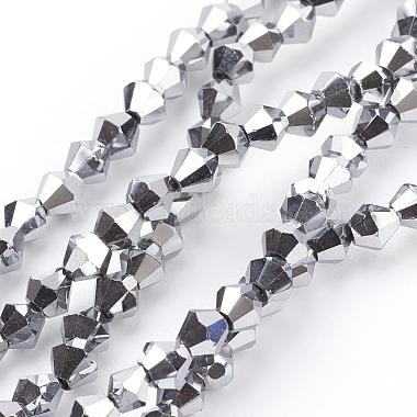 4mm Silver Bicone Electroplate Glass Beads