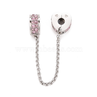 304 Stainless Steel Heart Safety Chain Clip Lock Stopper Charms(STAS-C047-07P)-2