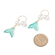 Glass Whale Tail with Imitation Pearl Cuff Earrings(EJEW-JE04996)-5