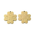 Ion Plating(IP) 316L Surgical Stainless Steel Pendants, Nickel Free, Laser Cut, Colver with Word Love Charm, Real 18K Gold Plated, 20x19x1.5mm, Hole: 1.5mm(STAS-K280-17G)
