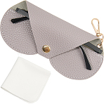 1Pc PU Leather Eyeglass Cases, with 1 Pc Suede Fiber Glasses Cleaning Cloth, Gray, 83~155x170x8.5mm(AJEW-CN0003-23C)