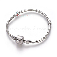 Brass European Style Bracelets Making, with Brass Clasps, Clasp without Logo, Platinum, 14cm(excluding the length of clasp), 3mm(X-PPJ004Y-14cm-P)