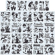 24Pcs 24 Styles PET Plastic Hollow Out Drawing Painting Stencils Templates, Square, Halloween Themed Pattern, 150x149.5x0.3mm, 1pc/style(DIY-WH0409-27)