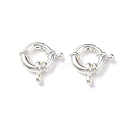Eco-friendly Brass Spring Ring Clasps, Cadmium Free & Lead Free, Long-Lasting Plated, 925 Sterling Silver Plated, 13x13x1~4mm,Hole:1mm.(KK-D082-02S-B)