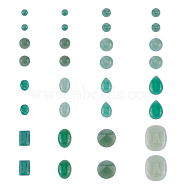 32Pcs 12 Styles Natural Green Aventurine Cabochons, Half Round & Cone & Teardrop, Mixed Shapes, 6~24x6~20x3~6mm(G-FH0002-19)