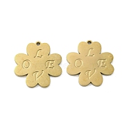 Ion Plating(IP) 316L Surgical Stainless Steel Pendants, Laser Cut, Colver with Word Love Charm, Real 18K Gold Plated, 20x19x1.5mm, Hole: 1.5mm(STAS-K280-17G)
