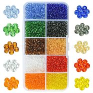 100G 10 Colors 8/0 Glass Seed Beads, Transparent, Round, Mixed Color, 3mm, Hole: 1mm, 10g/color(SEED-YW0002-40)