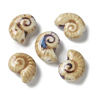 Handmade Porcelain Beads, Snail, Dark Khaki, 20~21x16~17x9~10.5mm, Hole: 3mm(PORC-L080-F20)