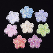 Epoxy Resin Cabochons, with Sequins/Paillette, Flower, Mixed Color, 19.5x20x7.5mm(RESI-T041-10)