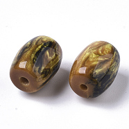 Resin Beads, Imitation Gemstone, Barrel, Gold, 12x9mm, Hole: 1.6mm(RESI-S387-018C-01)