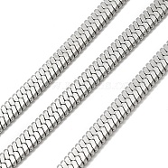 304 Stainless Steel Flat Snake Chains, with Spool, Soldered, Stainless Steel Color, 5x1.5mm(CHS-E012-04P)
