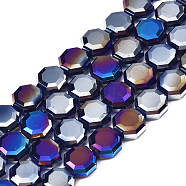 Electroplate Glass Beads Strands, AB Color Plated, Faceted, Octagon, Dark Orchid, 7~8x7~8x4mm, Hole: 1.2mm, about 72pcs/strand, 20.47 inch(52cm)(EGLA-N002-27-G01)