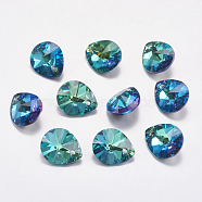 Faceted K9 Glass Rhinestone Charms, Imitation Austrian Crystal, Drop, Bermuda Blue, 10x8x4.5mm, Hole: 1.2mm(RGLA-F053-A-001BB)